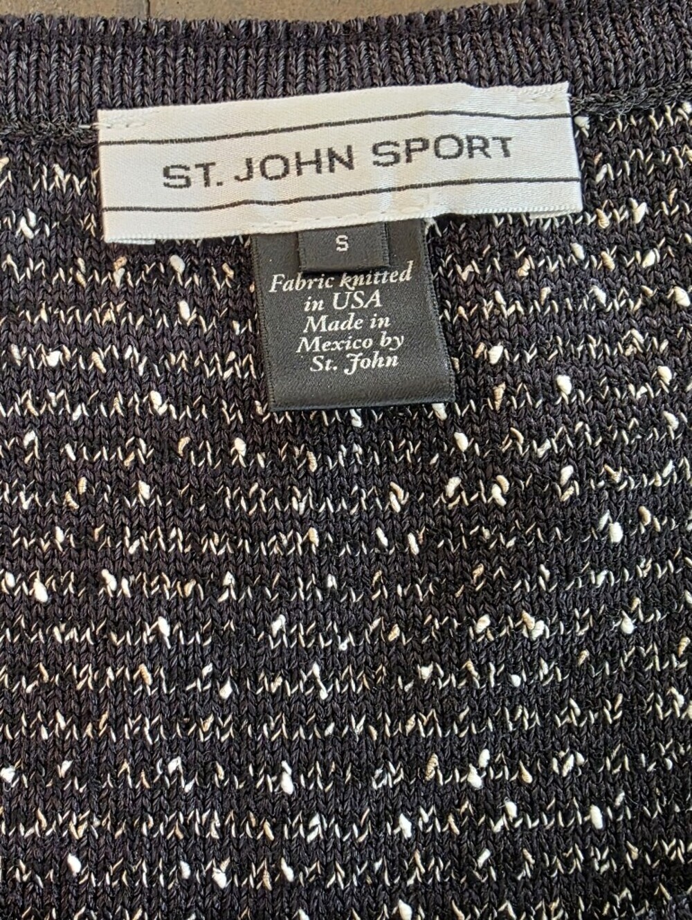 St John Sport Vintage Wool Blend Zip Cardigan Shell Set Black Flecked Size P/S - Picture 13 of 15